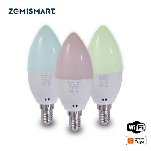 Zemismart Alexa Google Home Candle Light E14 Bulbs Led Dimmer RGBW Colorful Voice APP Control 110V 220V