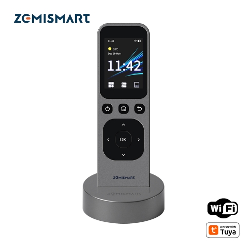 Zemismart WiFi Zigbee BLE IR Central Remote Control with HD Touch Screen Wireless Charging Base Control works with Tuya Smart Devices