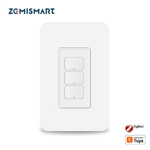 Zemismart Zigbee No Neutral Wall Light Switch 1 2 3 Gang works with Tuya Alexa Google Home US Interrupter Support HomeKit via ZMHK-01 Hub