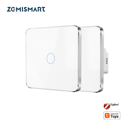 Zemismart Zigbee 3 Way One Gang No Neutral Touch Switch work with Tuya HomeKit Wall Light Interruptor Smart Life Alexa Google Home Voice Control