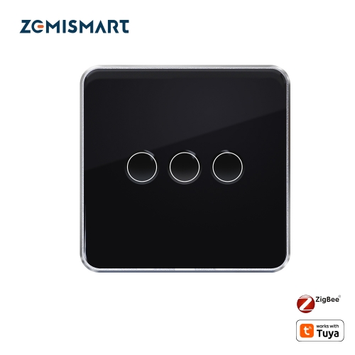 Zemismart Zigbee Smart Switch Neutral Required Tempered Glass Wall Panel Light Touch Switch works with Tuya Alexa Google Home Voice Control