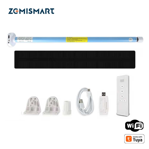 Zemismart WiFi Electric Roller Shade Motor Solar Panel Optional for 17mm 25mm 28mm Tube Built-in Battery works with Tuya Alexa Google Assistant Alice 