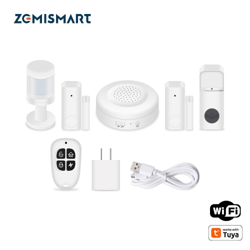 Zemismart WiFi Alarm Wireless Home Security System PIR Motion Detector Door Sensor 433Mhz Remote works with Tuya Smart Home Burglar Kits