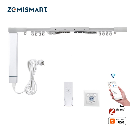 Zemismart Zigbee Curtain Motor with Track, Electric Smart Curtain works with Tuya Alexa/ Google Assistant Voice Control, HomeKit Control via ZMHK-01 H