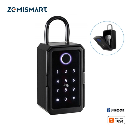 Zemismart BLE Waterproof Smart Key Box Outdoor Home Security KeyBox Fingerprint works with Tuya Smart Life App IC Cards Password Unlock