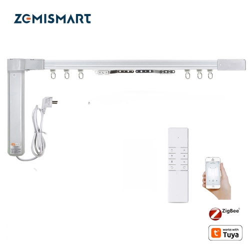 Zemismart Zigbee Curtain  Motor with Track Zigbee 3.0 Electric Smart Curtain works with Tuya