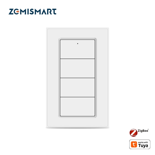 Zemismart Zigbee 4 Gang Wireless Scene Push Button Portable Switch works with Tuya App Control Battery Powered