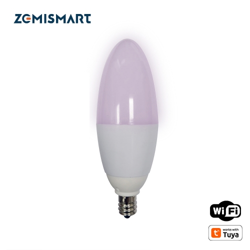 Zemismart E12 LED Candle Bulb Candlelight Work with Amazon Alexa Google Home 2.4g WIFI Home Automation 5w Chandelier Light 110v-240v C35