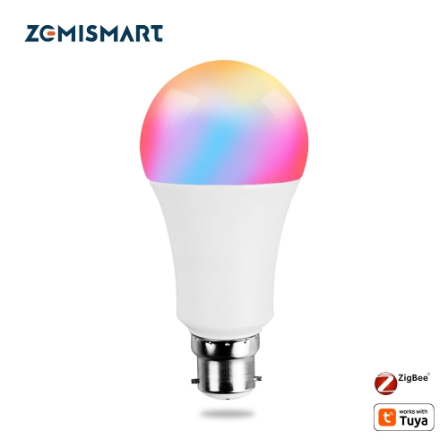 Zemismart Zigbee 3.0 Smart B22 LED Light Bulb 7W Dimmable RGBCW Decorative Lamp works with Tuya Alexa Google Home Smartthings App 650lm