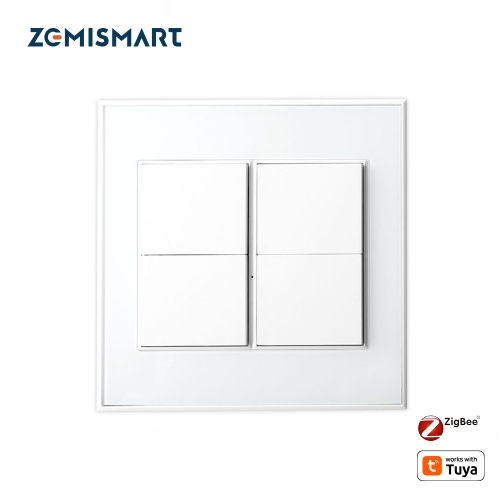 Zemismart Zigbee 4 Gangs Smart Wall Light Switch Neutral Required Push Button Interrupter works with Tuya Alexa Google Home Voice Control Pre-sale