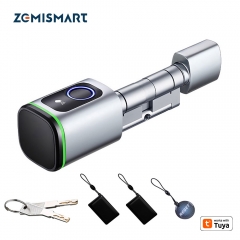 Zemismart BLE Smart Electronic Door Lock DIY Cylinder Core Fingerprint APP Keys IC Card Unlock for Home Hotels Security works with Tuya