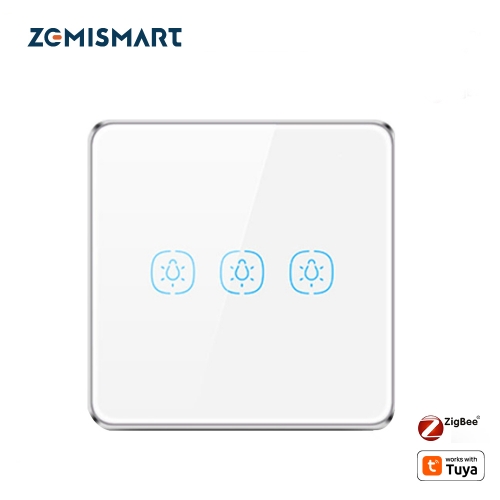 Zemismart Zigbee Neutral Required Light Switch with Aluminum Frame Glass Touch Switch works with Tuya Alexa Echo Google Home Assistant Control