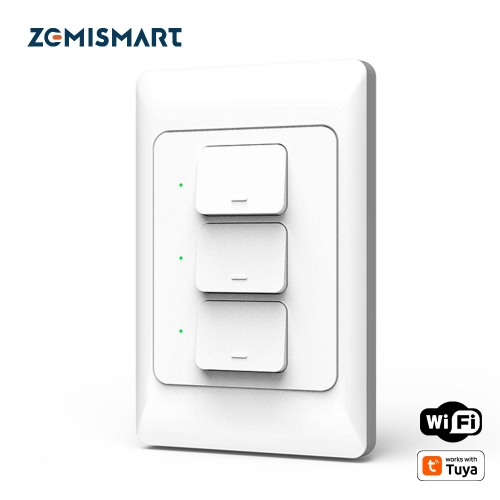 Zemismart WiFi Light Switch works with Tuya Alexa Google Home Enable Smart Life Wall Push Button Switch 1/2/3 Gangs Neutral Optional