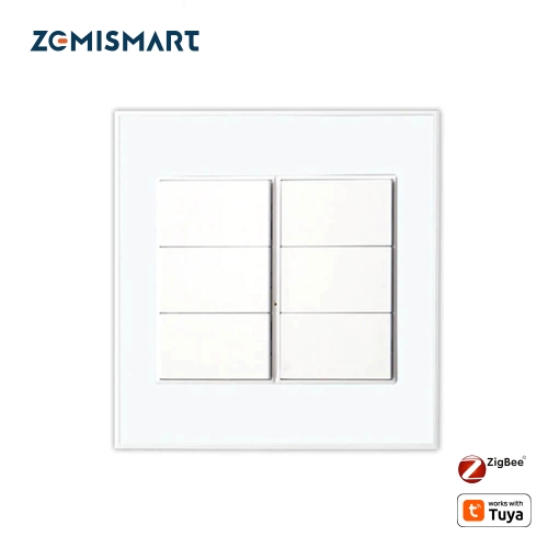 Zemismart 6 Gangs Zigbee Wall Light Switch Smart Push Button Interrupter with Neutral works with Tuya Alexa Google Home Control Timer