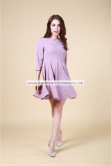 B1773 robes de femmes de couleur unie à manches longues, vente chaude simple mini robe de mode
