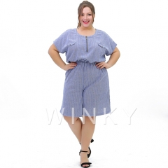 Striped Summer Casual Ladies Plus Size Rompers