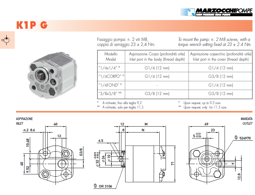 MARZOCCHI PUMP K1P-S-9,2-C