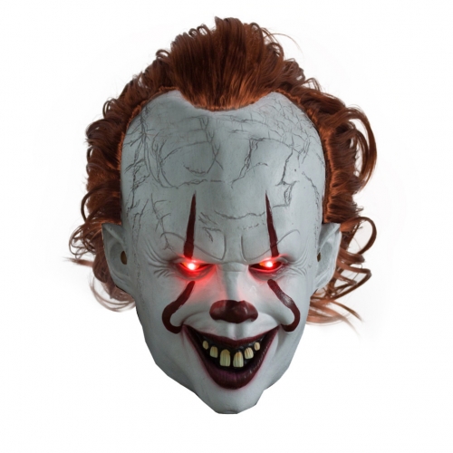 Scary Clown Mask It Halloween Joker Latex Glowing Head Mask