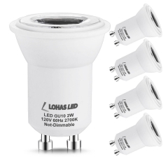 (4Pack) LOHAS 2Watt GU10 LED Bulbs, 35Watt Equivalent Recessed Lighting, Warm White 2700K, 30 Degree Beam Angle, 210lm, Track Lighting, Spotlight
