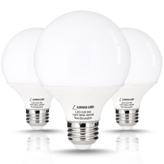 3 Pack LOHAS 9 Watt LED Globe Bulb, G25 LED Bulbs, 60Watt Vanity Light Bulbs Equivalent, LED Light Bulb Daylight 5000k, Medium Screw Base (E26)