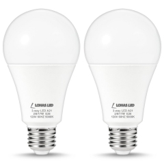 LOHAS 3 Way Light Bulb, 25W/60W/100W Equivalent A21 LED Light Bulbs, Daylight White 5000K Bulbs, E26 Base, Non-Dimmable,(2 Pack)