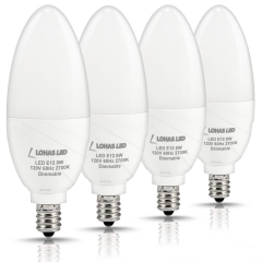 LOHAS Candelabra Bulb, Dimmable LED 75watt Light Bulbs Equivalent(8W LED), Warm White 2700K, 750LM, E12 Base Chandelier Ceiling Fan Lamps for Home Lig