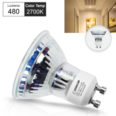 LOHAS GU10 2700K LED Bulbs, 60 Watt MR16 GU10 Base Halogen Bulb Equivalent, 4.5W LED Lamp, 480 LM, 120 Degree Beam Angle, Non-Dimmable LED Spotlight T