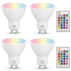 LOHAS LED RGB Bulb Dimmable by Controller,Spot Cabinet Lights,GU10 5W,Daylight&Multicolored