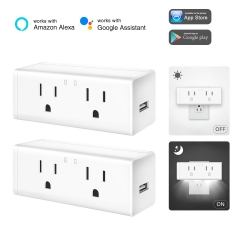 LOHAS WiFi Smart Plug Outlet, Work with Alexa and IFTTT Google Assistant, Mini 2 Plugs and USB Port (2 Pack)
