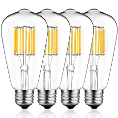 LOHAS ST64 Filament Vintage Light Bulbs, 10W(100W Equivalent), Edison LED Filament Light Bulbs suitable for Pendant, Chandelier, Lantern, 4 Pack