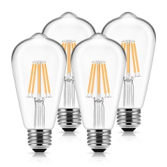 LOHAS ST58 Filament Vintage Light Bulbs, 6W(60W Equivalent), 2700K Warm White, E26 Base Squirrel Cage Filament Light Bulbs suitable for Home Lighting,