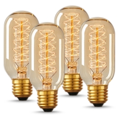 LOHAS 40W Filament Vintage Light Bulbs, E26 Medium Base, T45 Spiral Tungsten Filament Vintage Light Bulbs 240LM, 4 Pack