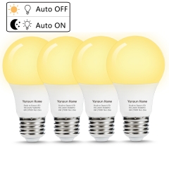 Yansun Home A19 Dusk to Dawn LED Sensor Light Bulbs E26 40W Equivalent(6W) Warm White 2700K Smart Indoor/Outdoor Lamp Lighting, 4 Pack