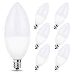 LOHAS LED Candelabra Light Bulbs, Dimmable, 60W Equivalent(6W), 3000K Warm White, E12 Base, Ideal for Chandeliers, Ceiling Fan Lights, 6 Pack