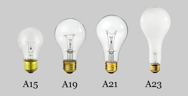 Light Bulb Shape and Size Chart, Reference Charts