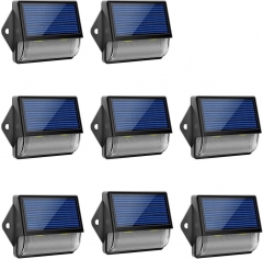 LOHAS LED Solar Lights Outdoor Light, 180° Wide Angle Daylight White 6000K Wall Light IP65 Waterproof for Yard, Garage, Pathway, 8Pack