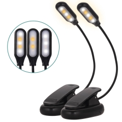 LOHAS Book Light, LED Reading Light 3-Level Adjustable Brightness, USB Eye Care Book Lamp, Warm& Cool White, Pack of 2