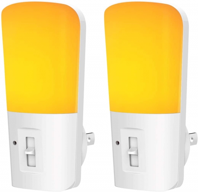 LOHAS Amber Night Light, Dimmable Plug in LED, Yellow Night Light with Dusk to Dawn Sensor, Kids Night Lights for Bedroom, 2 Pack