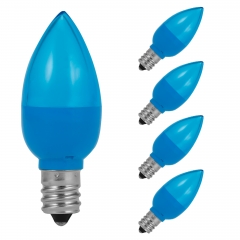C7 Blue Light Bulbs, E12 Candelabra Base, Blue Led Chips, Transparent, 0.5 Watts, Tiny Decor Bulbs for Christmas Light