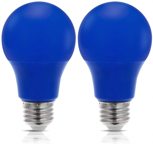 A19 Blue LED Light Bulb, 5W, Color Light Bulbs with E26 Medium Base,  2 Pack
