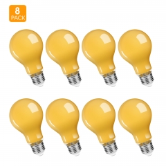 A19 Amber Yellow LED Bug Light Bulb, 6W(50W Equivalent), 550LM, E26 Medium Base Outdoor Bug LED