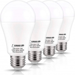 A19 LED Bulb,17 Watt Daylight White 5000K ,E26 Medium  (4packs- Not Dimmable)