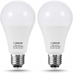 A21 3-Way LED Light Bulbs Daylight White 5000K, Dimmable ，2Pack