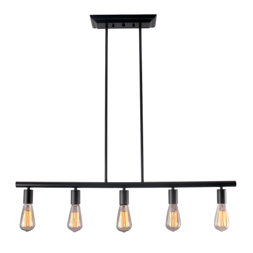 5 Light Industrial Linear Island Pendant Light,Black Multi-light Transitional,37*5.90*5.11 inches