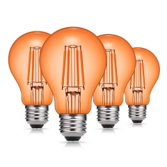 A19 Orange LED Light Bulb, 4W  Filament Orange Colored Light Bulbs, E26 Edison Bulb,4 Pack