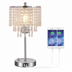 K9 Crystal Beads Table Lamp With Dimming Button with USB Port