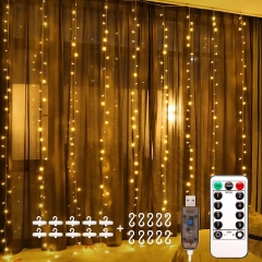 Curtain Fairy Lights 3x3m 300 LED String with Additional Hooks