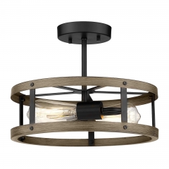 2-Light Retro Semi Flush Mount Ceiling Light