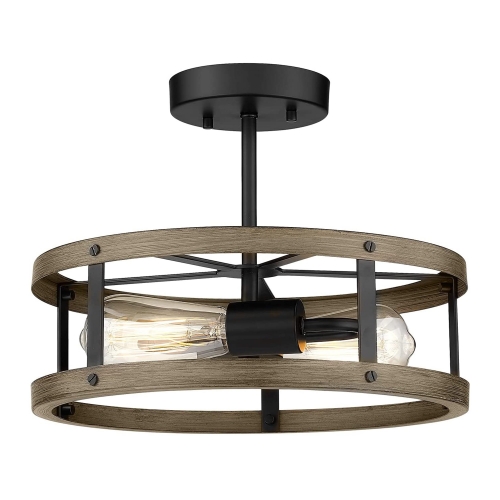 2-Light Retro Semi Flush Mount Ceiling Light