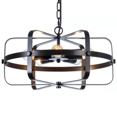 16.3 in. 5-Light Matte Black Wrought Iron Chandelier，Retro Industrial LED